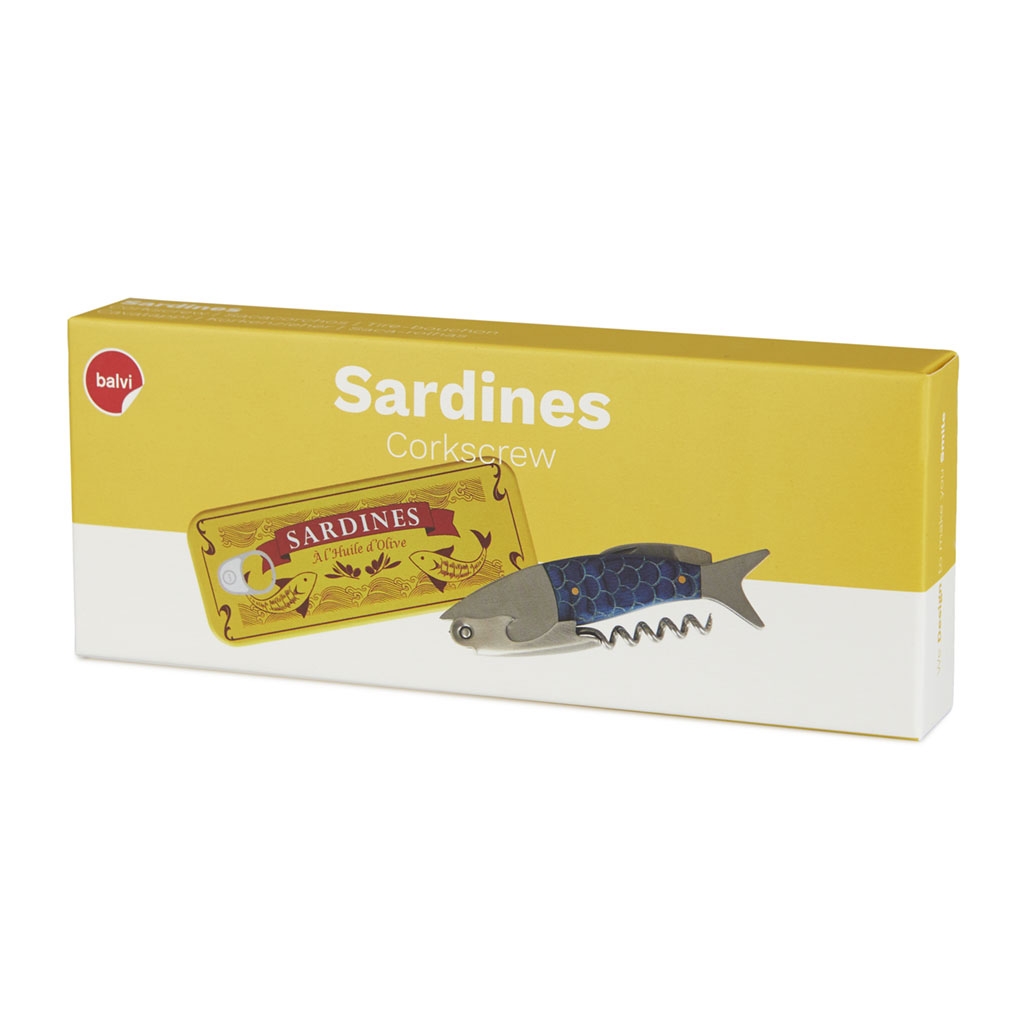 Sardines corkscrew bottle opener and small knife of Metal Steel / Wood